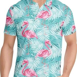 Tropical Flamingo Print Men's Swim Shirt